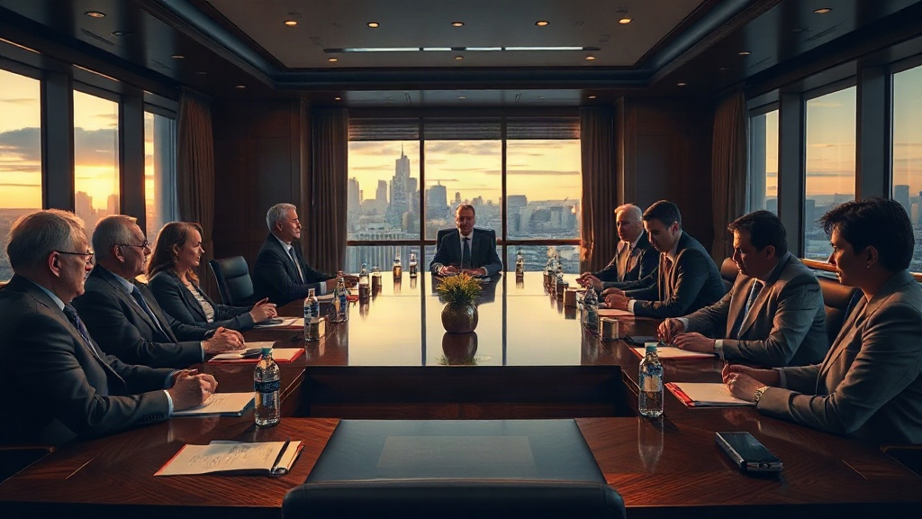 Conselho diretivo reunido analisando governança corporativa e escala