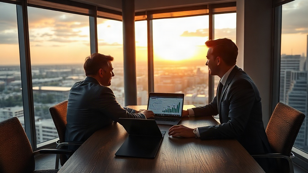 Executivos analisando inteligência de mercado e dados para expansão internacional
