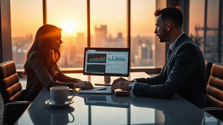 Consultores analisando otimização de taxas de conversão (CRO) no B2B